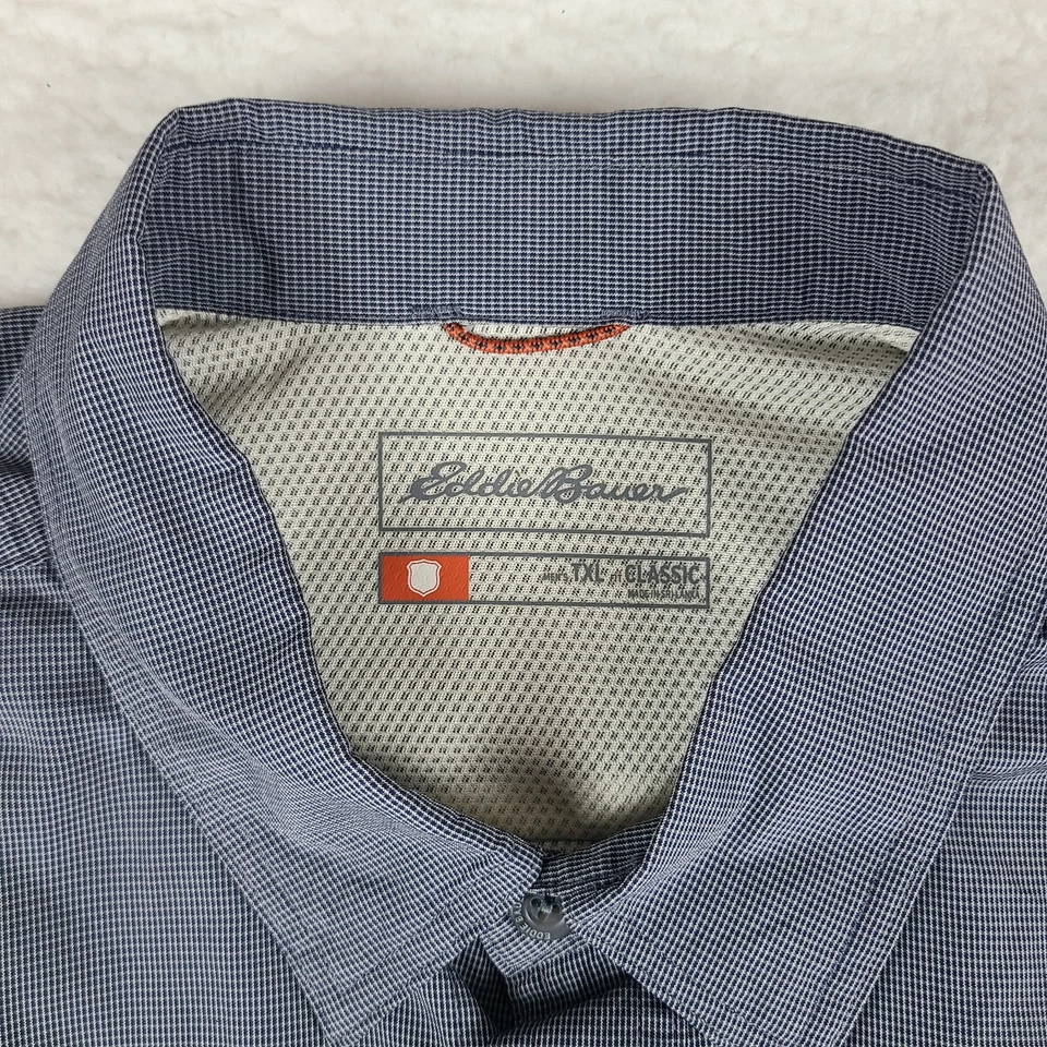 Eddie Bauer Shirt Mens TXL XL Tall Blue Classic Vented Sport Shop Flap Pocket - Image 4 of 4