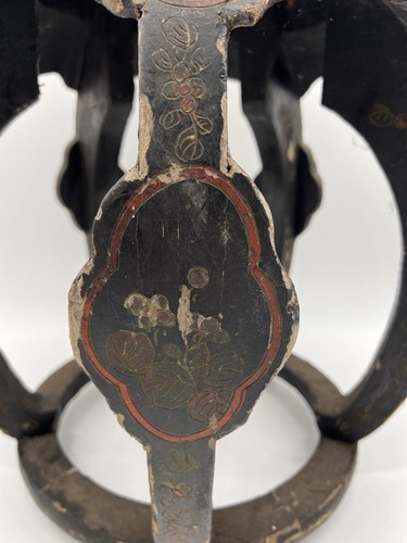 Chinesische, vergoldeter, lackierter, tonnenförmiger Hocker Jade-Intarsien, 1900 - Bild 5 von 17