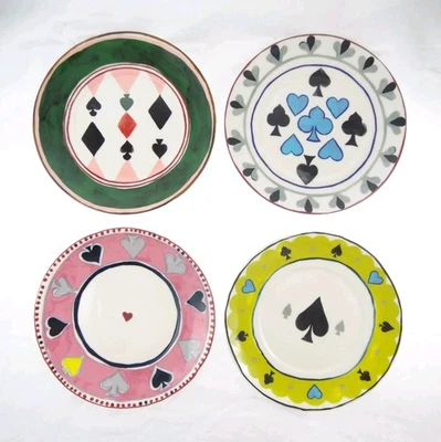 Juego de 4 platos de aperitivos Anthropologie de 6" para jugar cartas canapé postre - Imagen 1 de 4