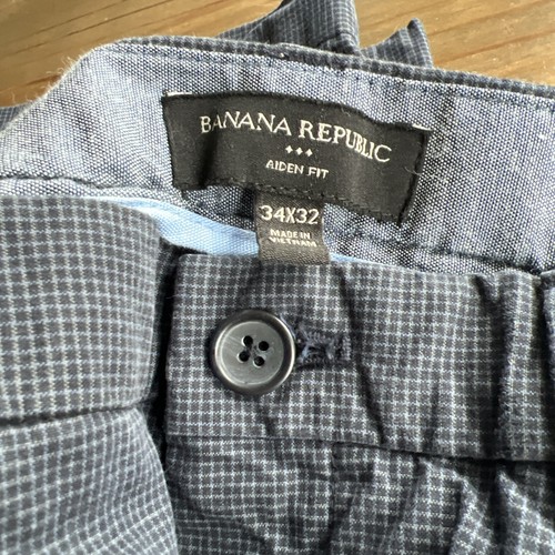 Banana Republic Aiden Fit Pants Men’s Chinos Blue Checks 34x32 Great Condition - Picture 6 of 18