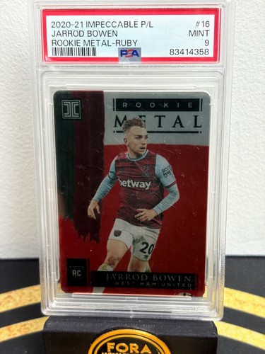 2020/21 Panini Impeccable METAL Jarrod Bowen RC Ruby 12/12 West Ham PSA 19 MINT