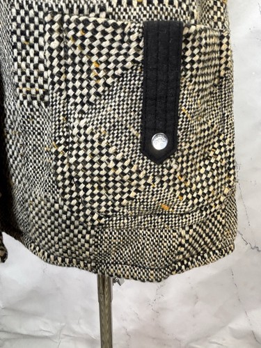 Vintage 70s 60s Mini Dress Tunic tweed sz S Plaid Retro Shift MOD Twiggy button - Picture 19 of 22