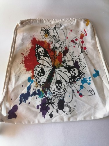 Baumwolle Kordelzug Tasche String Rucksack Fitness Herren Damen Schmetterling Tattoo Tasche - Bild 1 von 3