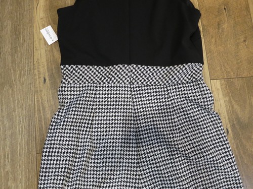 DressBarn Womens Black/White Houndstooth Classic Crop Wide Leg Jumpsuit Sz 8 NWT - Picture 12 of 13