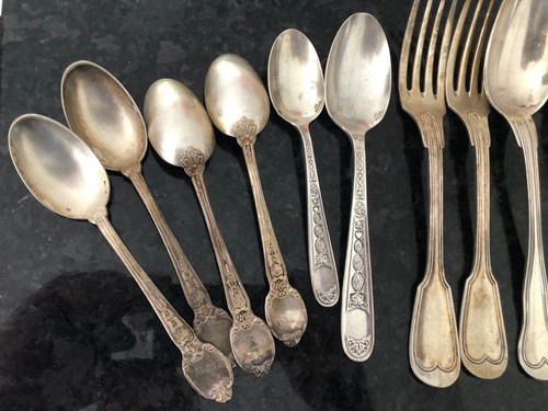 RARE LOT 18 CHRISTOFLE FORK SPOONS VARIOUS MODELS INCLUDING AIR FRANCE - Picture 2 of 5