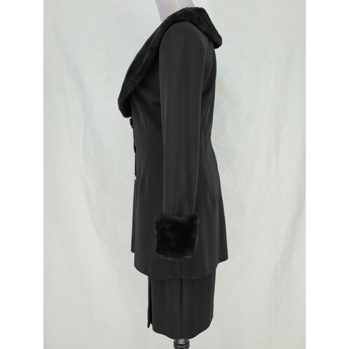 Joseph Ribkoff Creations Skirt Suit Womens 10 Black Faux Fur Neck Cuffs Vintage - Picture 13 of 18