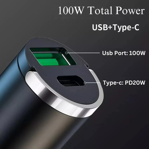 100W Schnell Auto Ladegerät Mini Dual USB Typ-C PD Handy Buchse Adapter für iPhone - Bild 5 von 13