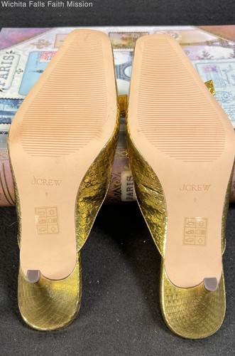 J.CREW Leona mule heels in metallic snake-embossed Italian leather size 9 - Picture 5 of 6