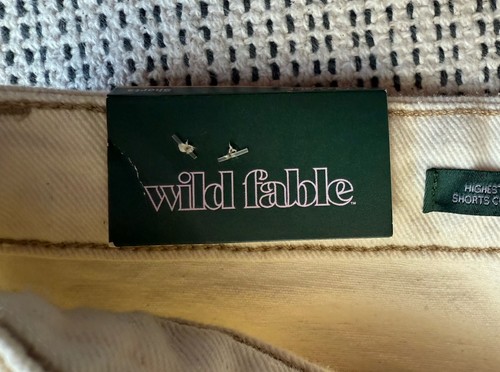 Neu mit Etikett Wild Fable Damengröße 14 elfenbeinfarben höchste Leibhöhe abgeschnittene Jeansshorts abgenutzt - Bild 12 von 12