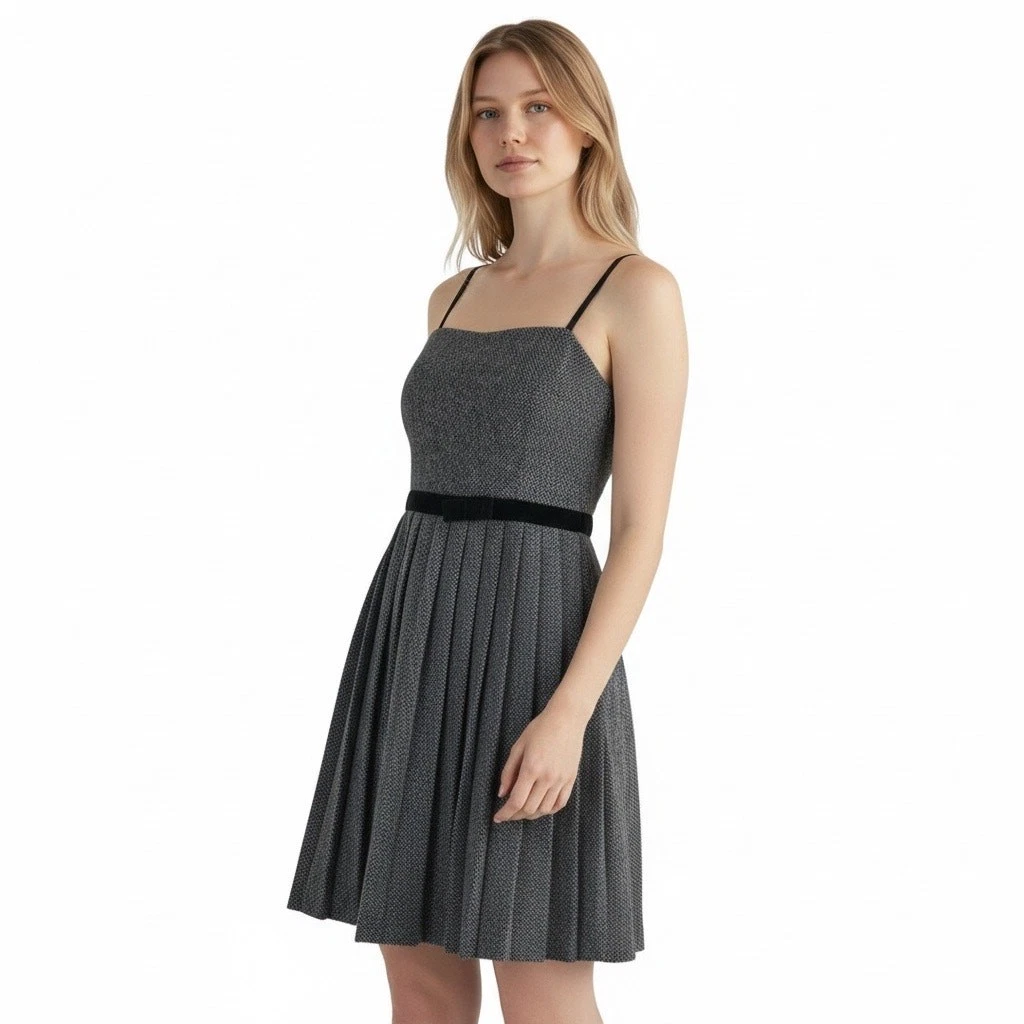 flared knit dress Women's No Better Time Grey Ribbed Knit Sweater Mini Dress | Size: L main image 1