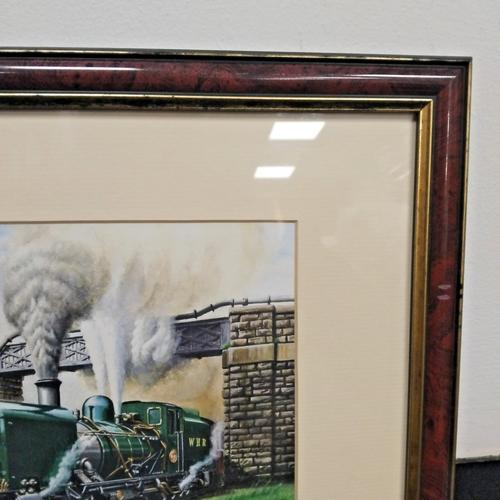 WHR Dampflok Zug Aquarell Druck von David Perrin gerahmt 17,5"X13,5" - Bild 5 von 22