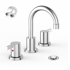 8 Inch 3 Hole Widespread Chrome Bathroom Faucet 2 Handle Bathroom Vanity Fauc...