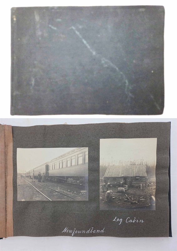 1903 antique TRAVEL PHOTO ALBUM NEWFOUNDLAND HALIFAX CHARLOTTETOWN Pushthrough