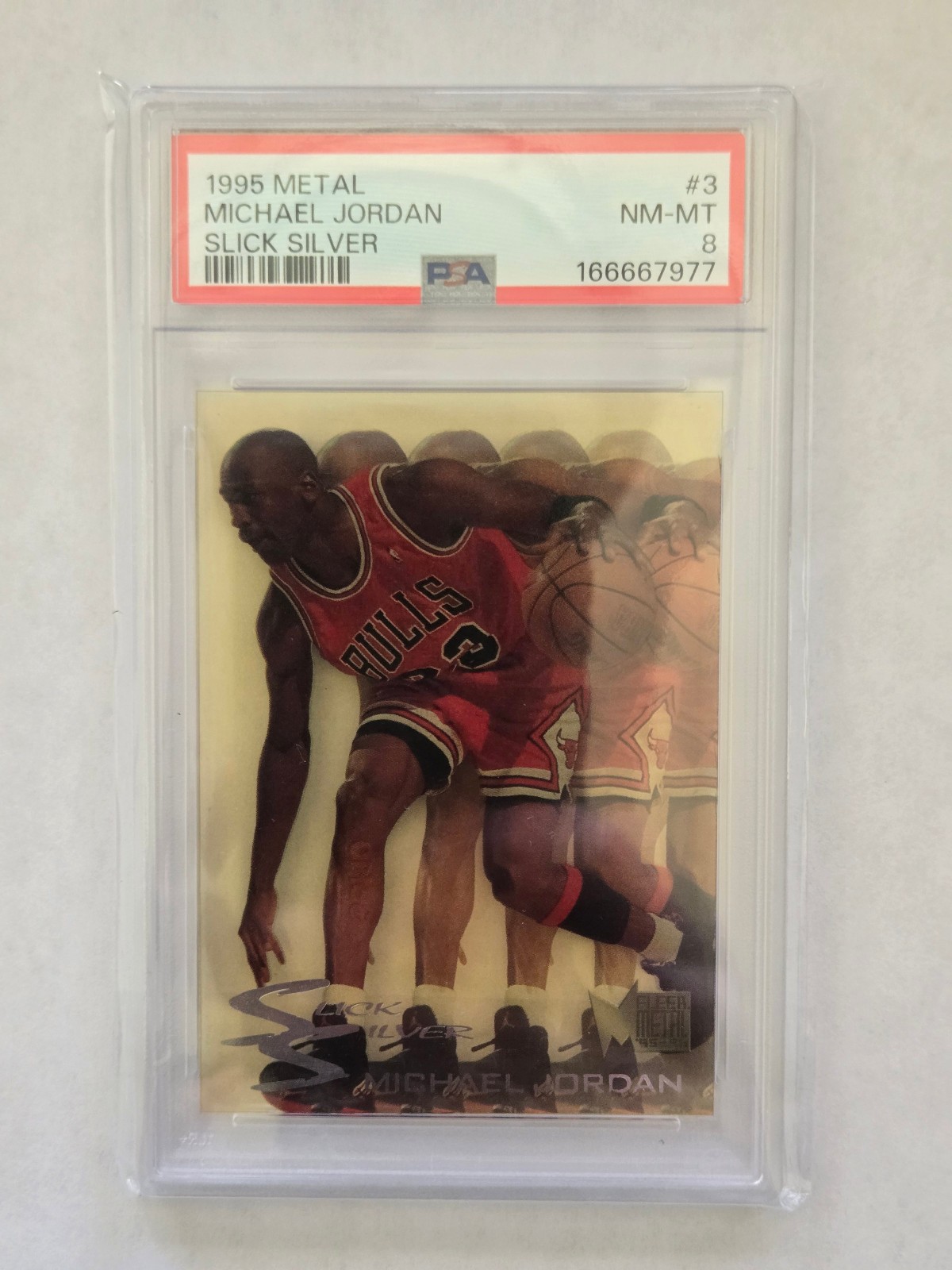 1995 METAL SLICK SILVER #3 MICHAEL JORDAN PSA 8 view 3