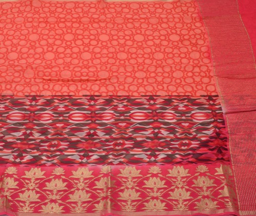 Sushila Vintage Indian Sari 100% Pure Georgette Silk Printed 5 Yard Craft Fabric - Picture 1 of 10