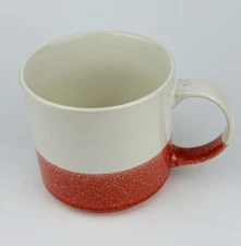 Over And Back Coffee Mug Cup White & Red Color Block 16 Oz Stoneware GUC