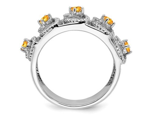 Anillo de citrino de 3/10 quilates (ctw) en oro blanco de 14 K con diamantes de 2/5 quilates (ctw) - Imagen 4 de 5