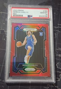 2023 Panini Red Prizm #163 Dereck Lively II Mavericks RC Rookie /299 PSA 10