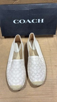 Coach Carley Leather Espadrille Women's Chalk Size 6.5 B C6763 CHK see photo