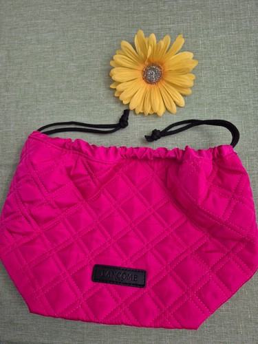 Bolso de Maquillaje Lancome Acolchado como "Tamaño XXL" en Rosa Brillante, Forro y Cuerda ¡Nuevo! - Imagen 2 de 8