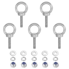 5Pcs M6 x 25mm 304 Stainless Steel Lifting Shoulder Eye Bolt with Nuts Washers