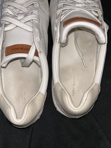Tory Burch Circled Double T Leather & Suede White Sneakers Women Sz 10 SN#83626 - Picture 14 of 14