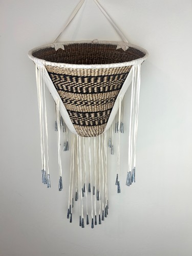 Apache Split Weave Wicker Hanging Burden Basket by Linda Guzman - Picture 1 of 14