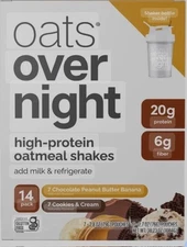 OATS Overnight Oatmeal +  Bottle with 7 Chocolate Peanut & 7 Cookies & Cream
