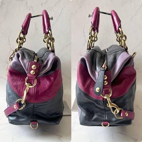 [Eccellente+] Coach Madison Sabrina Borsa a tracolla a mano Viola Patchwork Pelle - Foto 3 di 10