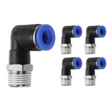 5pcs Push to Connect Fittings 3/8" to NPT3/8 Male Plastic Elbows Fitting Blue