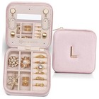  Travel Jewelry Case for Women Girls Initial Travel Jewelry Case, L Pink