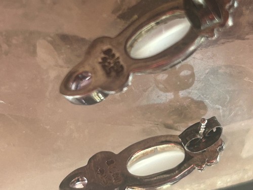 Sajen Sterling Silver Moonstone And Amethyst Earrings - Picture 7 of 9