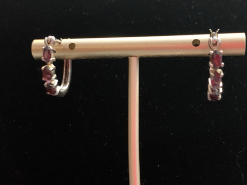 Vintage Avon Sterling Silber 925 Rubin Creolen | roter Edelstein Schmuck - Bild 2 von 11