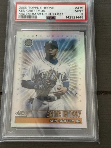 2000 Topps Chrome Refractor Ken Griffey Jr #475 50 HR in 1997 PSA 9