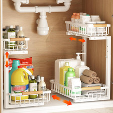 Under Sink Organizer, 2 Pack under Sink Organizers and Storage, 2-Tier Pull Out