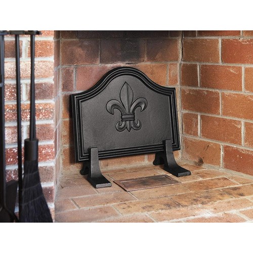 ACHLA DESIGNS 20 in. L, Black Fleur De Lys Decorative and Protective Fireback - Picture 2 of 2