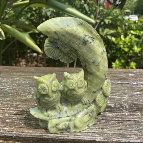 2.1LB 6.3" Natural Xiuyan Jade Owl Statue Carving Crystal Quartz Healing C1 - Picture 5 of 9