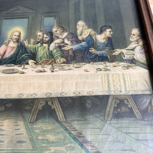 Brunozetti Vintage Lithograph Print In Original Frame Jesus The Last Supper 1942 - Picture 6 of 15