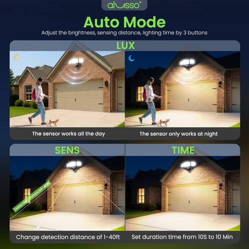 6000LM LED Security Wall Lamp 3CCT Aluminum Light Sensor Outdoor IP65 Waterproof - Picture 4 of 9