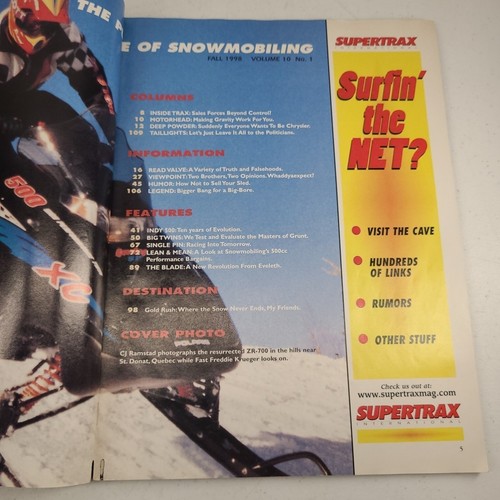 Supertrax International Magazine November 1998 Indy 500 Snowmobile Mod Racer - Picture 5 of 10
