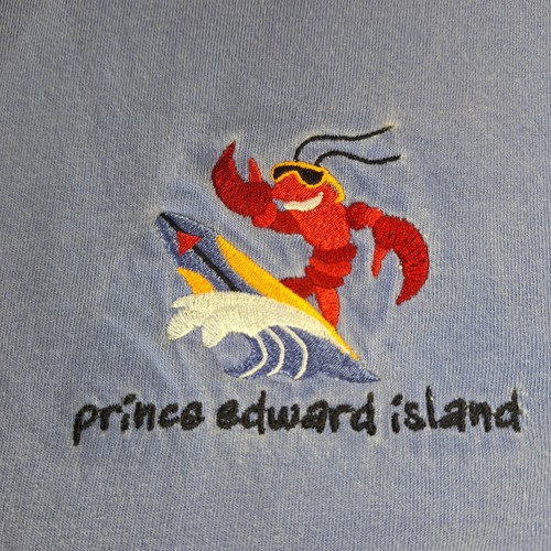 Prince Edward Island Shirt Mens 2XL Lavender Embroidered Lobster Surf Souvenir - Picture 1 of 9