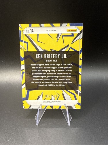2025 Panini Prizm - Dingers! Ken Griffey Jr, Ken Griffey Jr #14 Red Prizm /199 - Bild 2 von 2