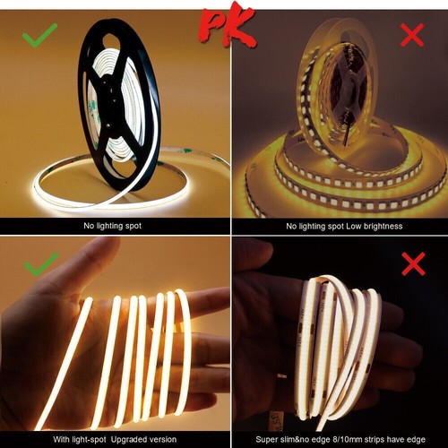 1-5m COB LED Strip Set Controller Power Supply 4mm 12V Flexible Tape Light White - Picture 6 of 23
