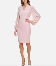 VINCE CAMUTO Women's Sheath Dress Blush Knee Length Chiffon 2 NEW $158  VC0M0722