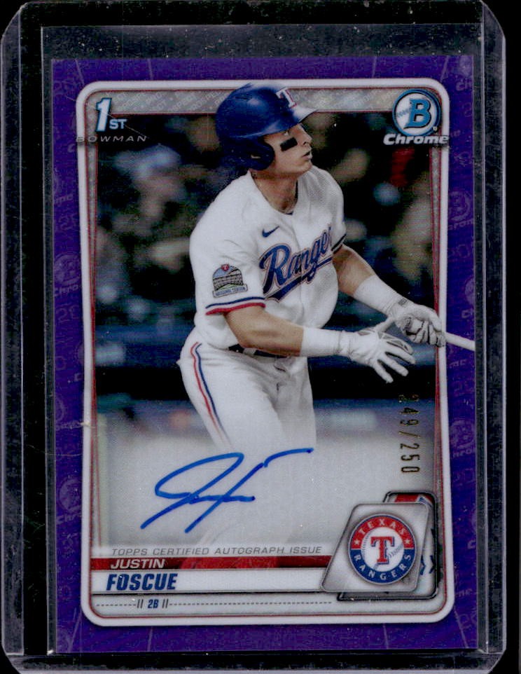 2020 Bowman Draft Justin Foscue Chrome Auto 1st Purple Refractor #249/250