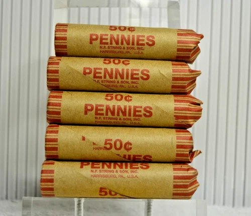 5 rolls of Lincoln Wheat Cents - 20's, 30's, 40's and 50's nice mix Unchecked