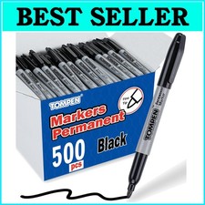 500 Count Waterproof Fine Tip Black Markers - Perfect for Art and Labeling