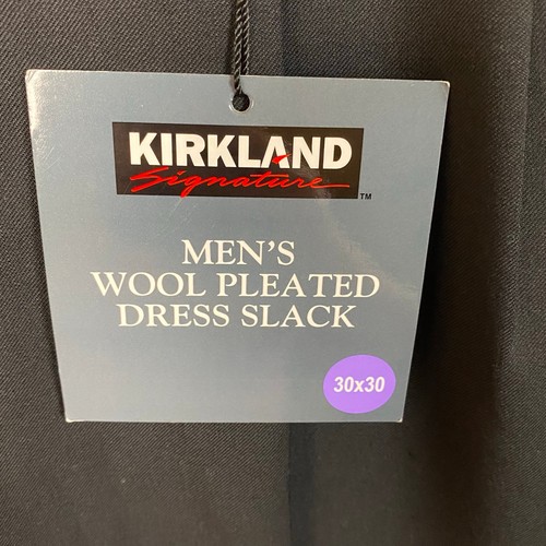 Kirkland Pantalone elegante uomo nero 100% lana plissettato taglia 30x30 - Foto 4 di 8