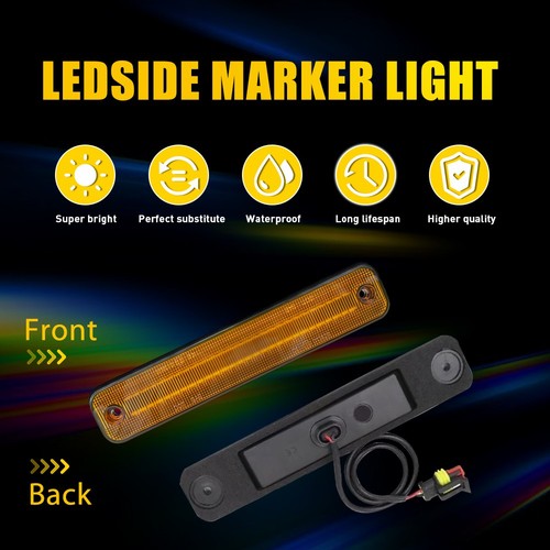 2xRear Amber LED Side Marker Fender Turn Signal Lights 2-Row For 03-09 Hummer H2 - Picture 9 of 12