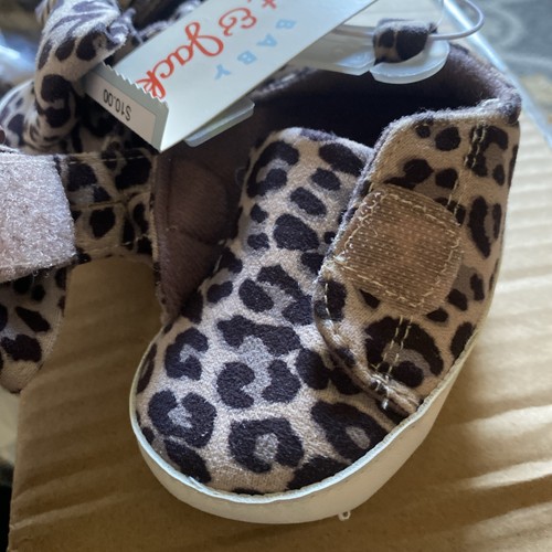 Cat & Jack Mädchen Schuhe 9-12 Monate Tier Gepard Leopardenmuster Slipper große Schleife - Bild 6 von 7
